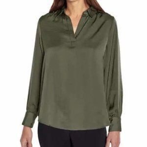 NWT Banana Republic Women's Long Sleeve V Neck Blouse Green Size XS $65 8D083